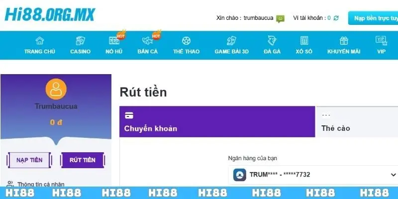 Rút Tiền Hi88 – Hướng Dẫn Thao Tác Từ A - Z Cho Tân Binh